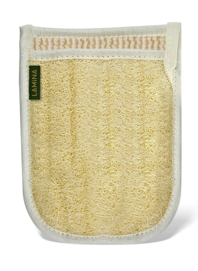 Lamina Natural Sponge Bath Glove, Natural Exfoliating Glove, Premium Quality Natural Bath Loofah with Loofah Pads for All-Around Body Cleaning and Body Care.  - Image 2