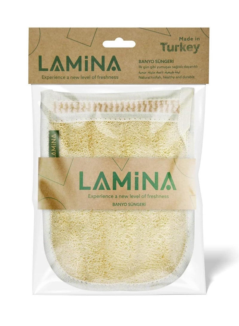 Lamina Natural Sponge Bath Glove, Natural Exfoliating Glove, Premium Quality Natural Bath Loofah with Loofah Pads for All-Around Body Cleaning and Body Care.  - Image 4