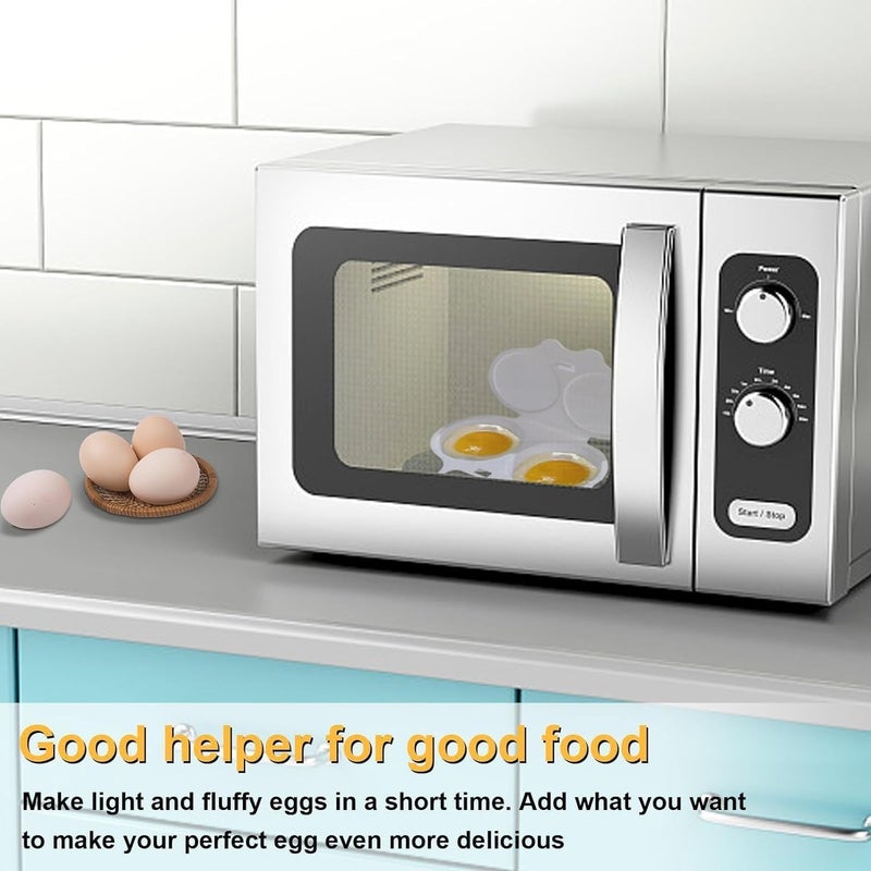 GANPUB Egg Poacher, Microwave Egg Boiler Poacher, Microwave Egg Poacher, 2 Cavity Nonstick Maker With Lid, Cooker, Specialty Cookware - Image 5