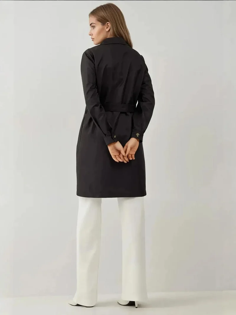 Big Dart Black BDART Double Breasted Elastic Trench Coat for Women | Best Price UAE