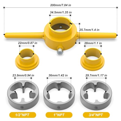 MEANLIN 2PCS PVC Thread Maker Tool NPT Die Set Pipe Threader Plumbing Tool Pipe Threader Kit with 3 Dies12 34 1 - Image 3