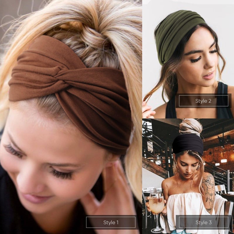 DRESHOW 4 Pack Turban Headbands for Women Wide Vintage Head Wraps Knotted Cute Hair Band Accessories - Image 2