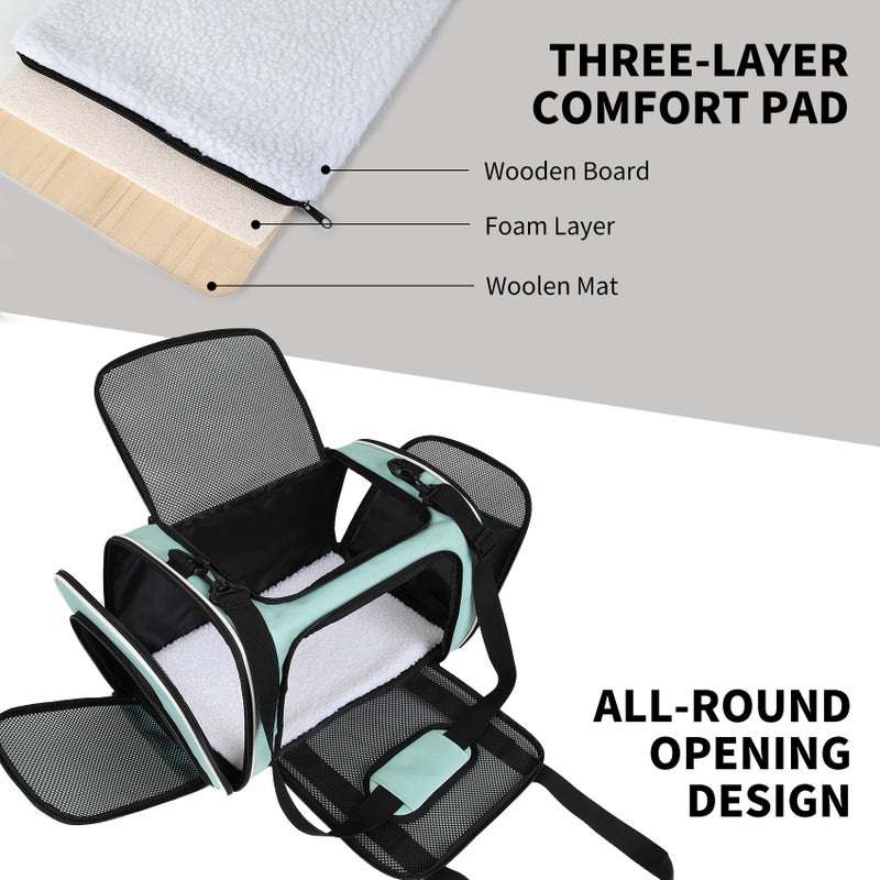 Yipincover, Cat Dog Carriers Soft-Sided, Pet Travel Carrier for Small Cats Dogs Under to15lbs, Soft-Solid Collapsible Carrier,(Medium,Green) - Image 2