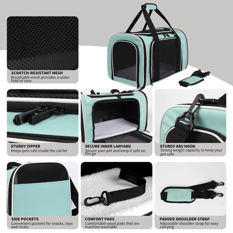 Yipincover, Cat Dog Carriers Soft-Sided, Pet Travel Carrier for Small Cats Dogs Under to15lbs, Soft-Solid Collapsible Carrier,(Medium,Green) - Image 3