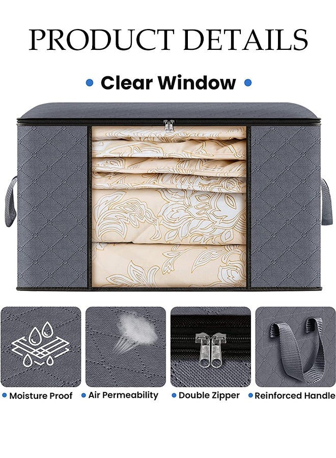 DUNISO 4 Pcs Large Storage Bags，Clothes Organizer with Handles and Zippers，Heavy-Duty Foldable Organizers with Visualization Window，Breathable and Moisture-proof，for Storing Duvet Covers, Blankets, Clothing, and Household Items - Image 4