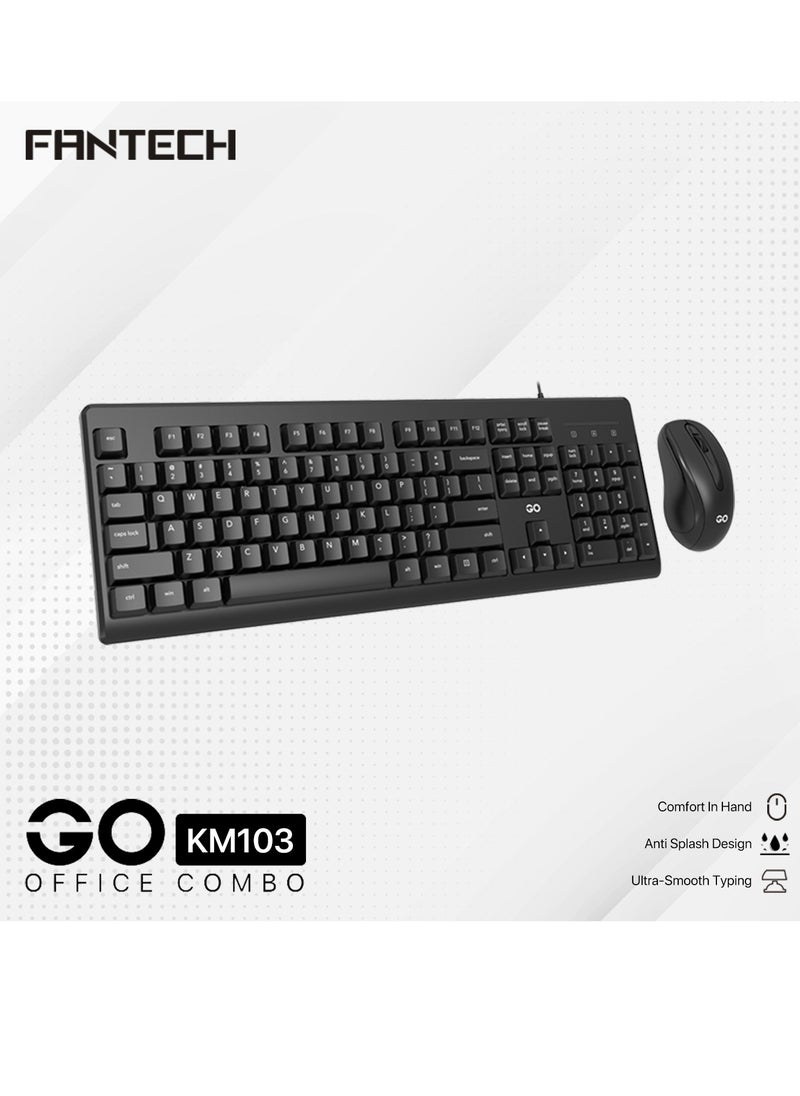 KM103 USB Wired Keyboard And Mouse Compo Black