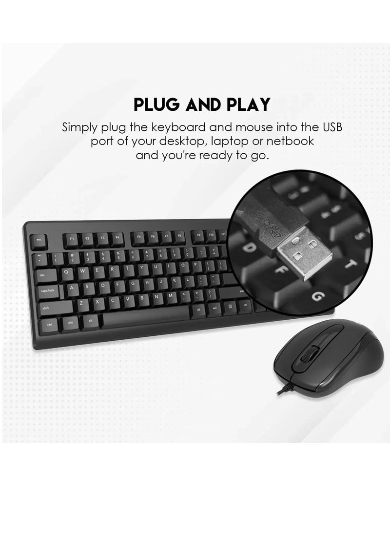 KM103 USB Wired Keyboard And Mouse Compo Black
