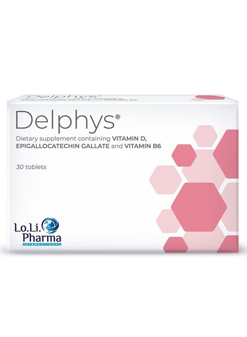 Delphys Dietary Supplement Tablets with Vitamin D, EGCG & Vitamin B6, 30 Tablets