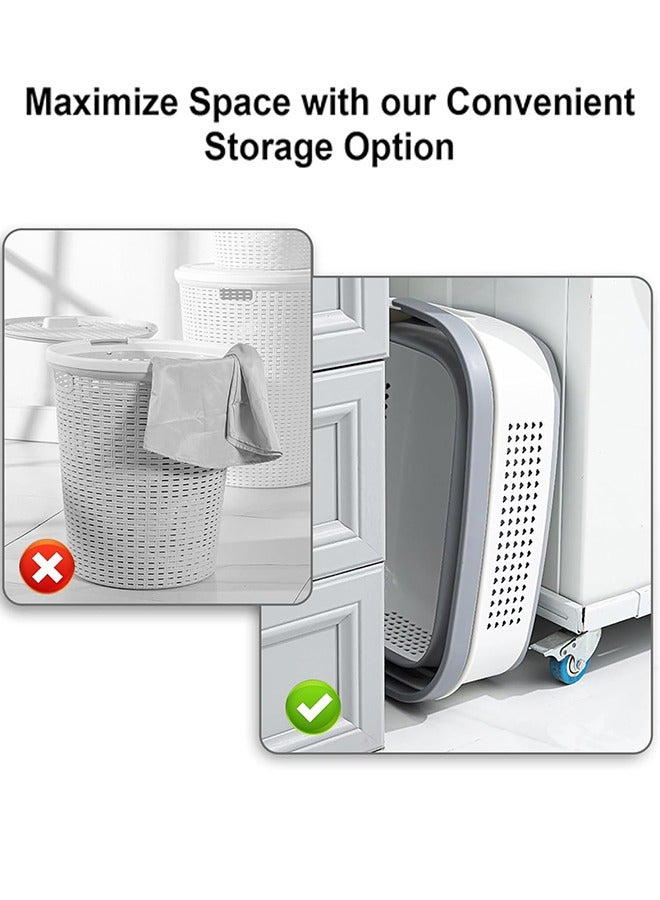 Garlo Collapsible Laundry Basket, Foldable Laundry Basket Plastic with Handles,Pop Up Storage Container/Organizer/Hamper for Washing & storage，Space Saving and Durable - Image 4