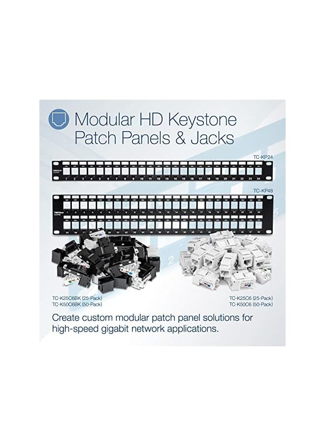 Trendnet - 48 Port Blank Keystone 2U Hd Patch Panel Tc Kp48 2U 19” Metal Rackmount Housing Hd Keystone Network Patch Panel Recommended W Tc K25C6 And Tc K50C6 Cat6 Keystone Jacks Sold Separately - Image 1
