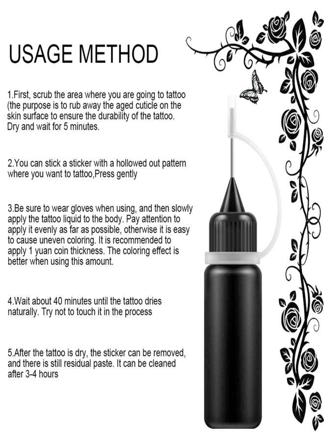 سائل وشم مؤقت 10 مل، آمن، يدوم حتى 15 يومًا، مقاوم للماء، سهل التلوين - Image 5