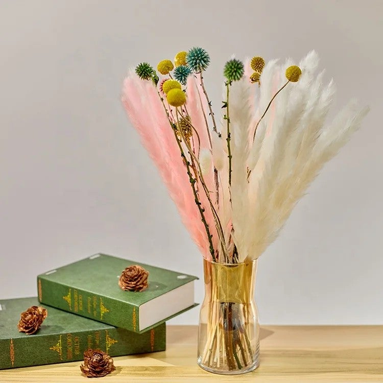 Bluejw Boho Wedding Centerpiece: Pampas Grass & Wildflower Bouquet with Dried Plants & Flowers - Image 3