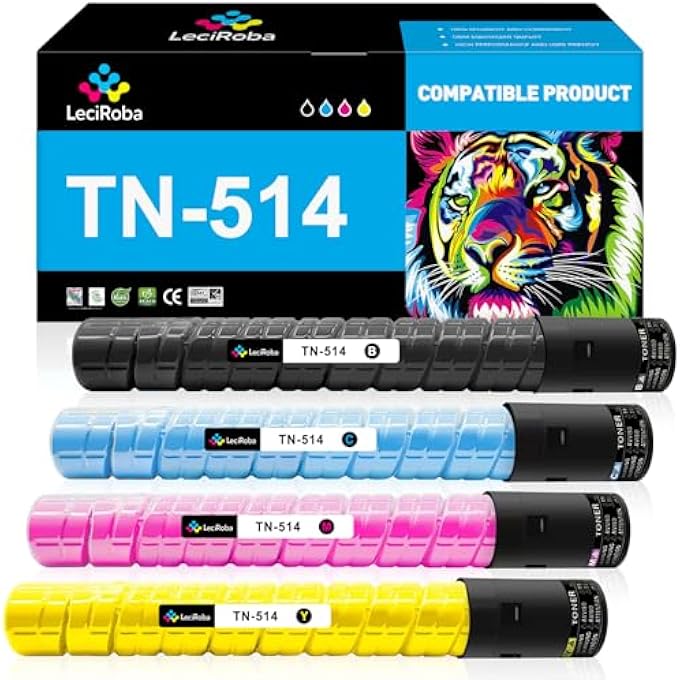 خراطيش حبر متوافقة بديلة لكونيكا مينولتا TN-514 TN514 لطابعات كونيكا مينولتا بيزهاب C458 C558 C658 258E 308E 368E 454E 458E 554E 558E 658E (ب، س، ي، م، عبوة 4) - Image 1