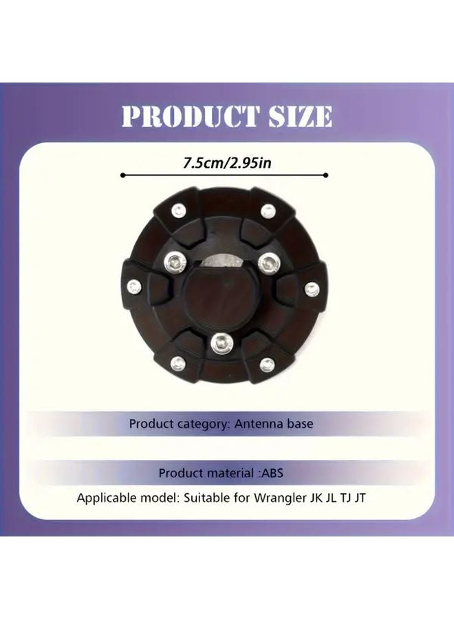1pc ABS Antenna Base Cover Replacement With Outer Ring Washer For Jeep TJ JK JL JT Models - Image 3