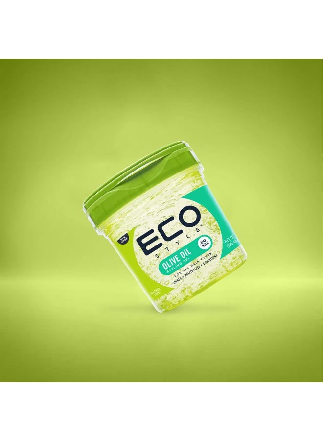 Eco Style جل زيت الزيتون للتصفيف - يضيف لمعة ويهذب الأطراف المتقصفة - يوفر الرطوبة لفروة الرأس - يغذي ويصلح - يوفر ثباتًا خفيف الوزن ومتفوقًا - مثالي لجميع أنواع الشعر - 8 أوقية - Image 3