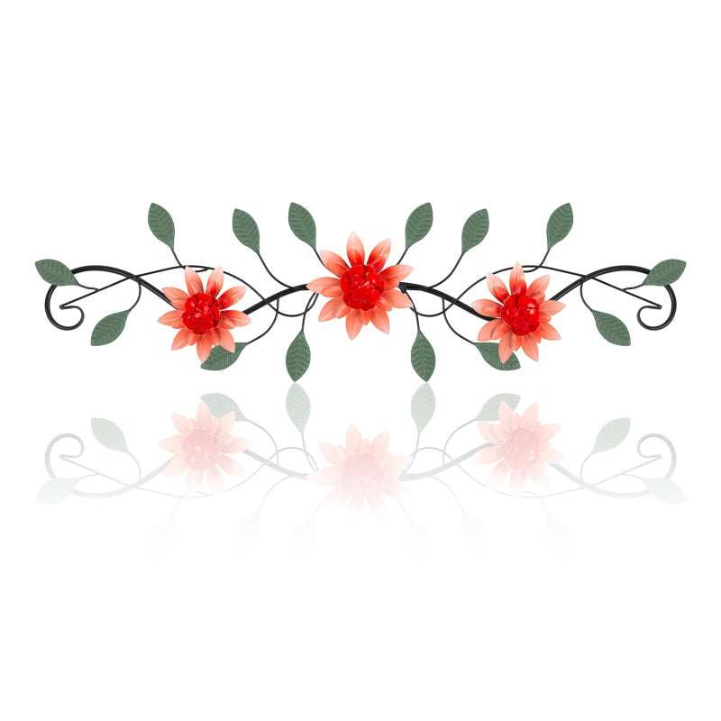 KHJCXS Metal Wall Art Modern Minimalist Metal Flowers Indoor Decor Horizontal Wall Art Iron Artworkfor Over DoorBedroomLiving RoomKitchenOffice Scroll DecorRed - Image 2