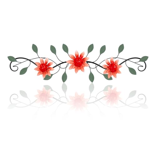 KHJCXS Metal Wall Art Modern Minimalist Metal Flowers Indoor Decor Horizontal Wall Art Iron Artworkfor Over DoorBedroomLiving RoomKitchenOffice Scroll DecorRed - Image 1