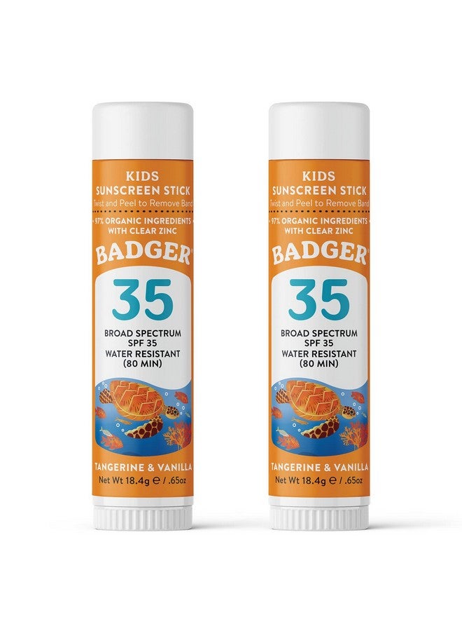 بادجير واقي شمس للأطفال من Badger Mineral بعامل حماية من الشمس 35، واقي شمس من أكسيد الزنك بحجم مناسب للسفر، 97% مكونات عضوية، آمن على الشعاب المرجانية، مقاوم للماء، 0.65 أونصة، عبوة من قطعتين - Image 1