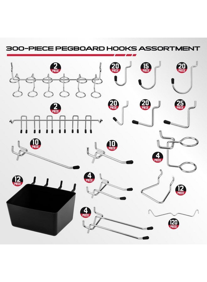 سيدي مجموعة خطافات لوح التعليق من 300 قطعة، ملحقات منظم لوح التعليق للتعليق، خطافات معدنية متينة لتنظيم الأدوات، المرآب، ورشة العمل، وتخزين الحرف اليدوية - Image 4