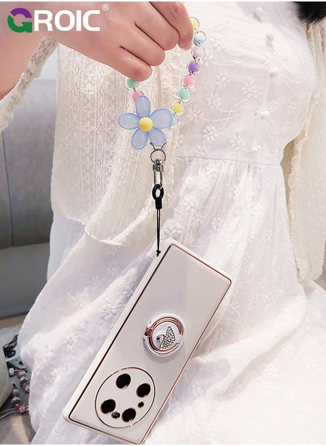 GROIC Color Mobile Phone Lanyard Universal Phone Chain Bow, Pearl Beaded Phone Lanyard Wrist Strap Anti Lost Phone Charm Strap Fashion Phone Case Keychain Wallet Decoration Pendant for Women  - Image 5