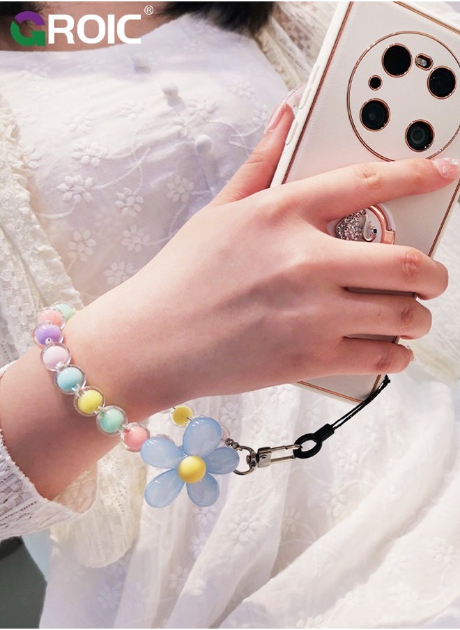 GROIC Color Mobile Phone Lanyard Universal Phone Chain Bow, Pearl Beaded Phone Lanyard Wrist Strap Anti Lost Phone Charm Strap Fashion Phone Case Keychain Wallet Decoration Pendant for Women  - Image 3