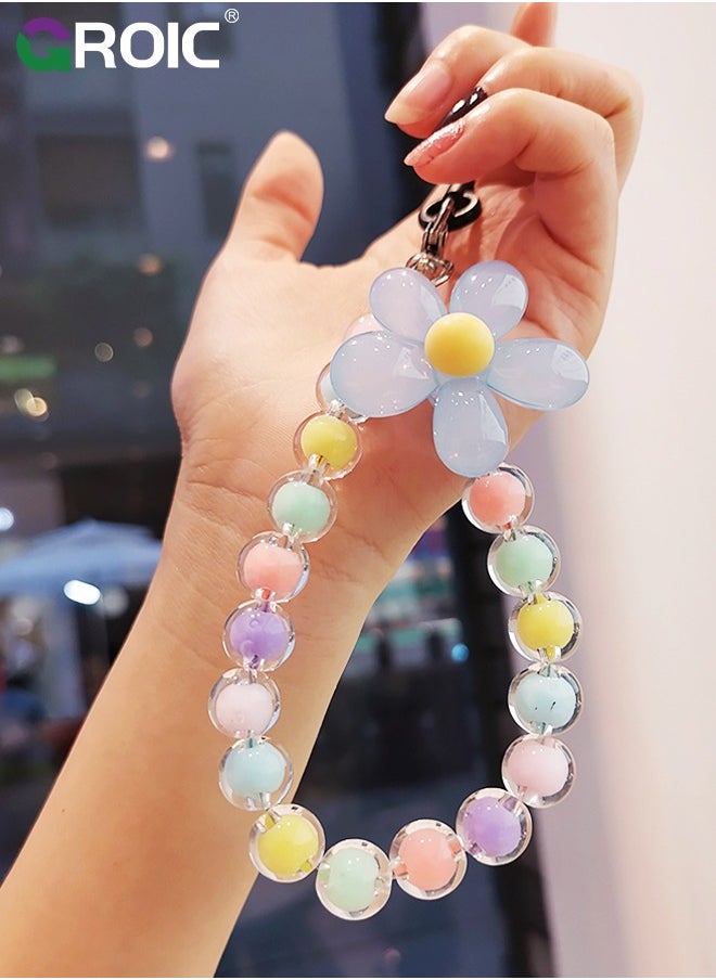 GROIC Color Mobile Phone Lanyard Universal Phone Chain Bow, Pearl Beaded Phone Lanyard Wrist Strap Anti Lost Phone Charm Strap Fashion Phone Case Keychain Wallet Decoration Pendant for Women  - Image 1