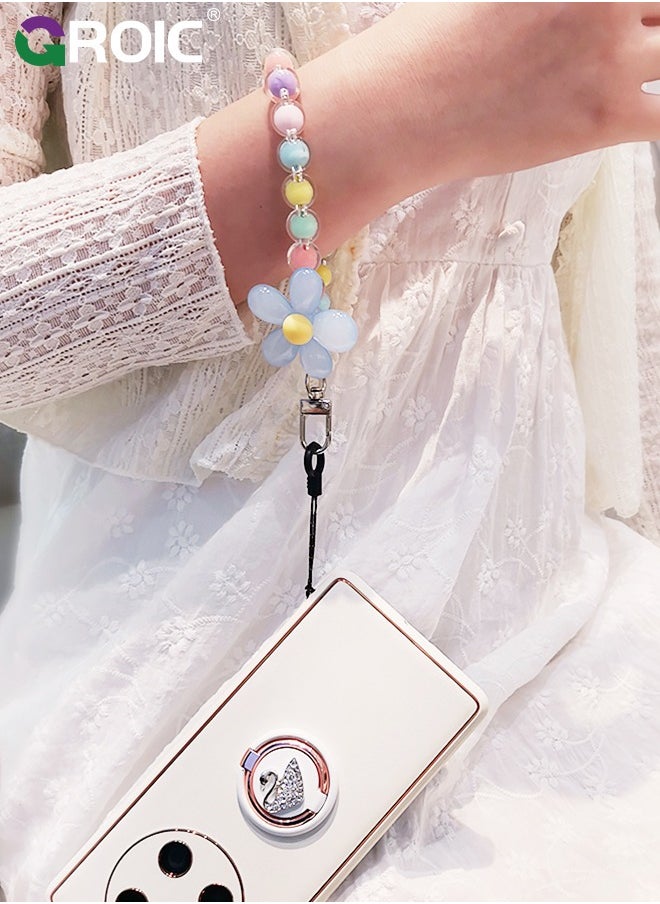GROIC Color Mobile Phone Lanyard Universal Phone Chain Bow, Pearl Beaded Phone Lanyard Wrist Strap Anti Lost Phone Charm Strap Fashion Phone Case Keychain Wallet Decoration Pendant for Women  - Image 4
