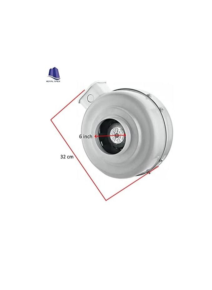 Generic Heavy Duty Round Metal AC Centrifugal In-Line Duct Fan Industrial, Factories, Kitchen, Bathroom, Ventilation Blower Fan (6 Inch 78W)  - Image 3