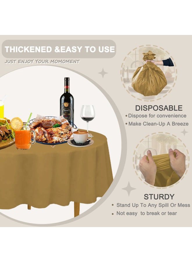 DZ 6 Pack Gold Plastic Tablecloth Table Cloth 84" Round Disposable Table Covers for Party Birthday Wedding Christmas - Image 3