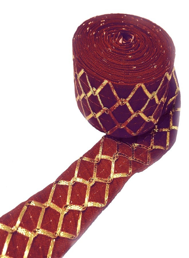 Mezin Gota Patti Box Lace Border for Bridal Dresses, Suits, Sarees, Falls, Lehengas, Decoration and Trim Designing Embellishment Crafts (28mmX 9 Mtr) (Coffee)