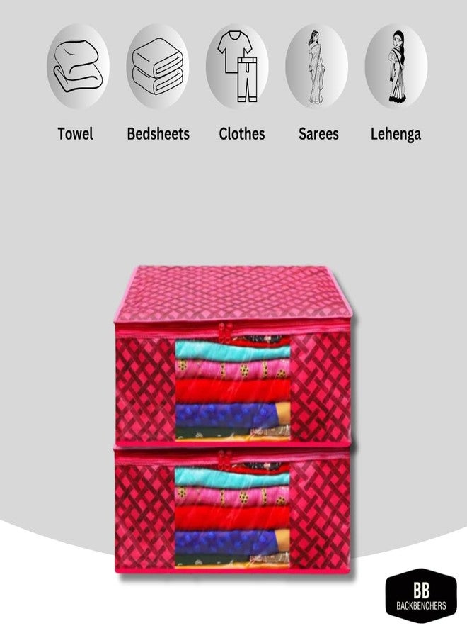 BB BACKBENCHERS غطاء ساري غير منسوج من BB BACKBENCHERS مع نافذة شفافة، لينغا - منظم ملابس للخزانة - أغطية ساري بسحاب، مجموعة من 5 قطع (أحمر) - Image 4