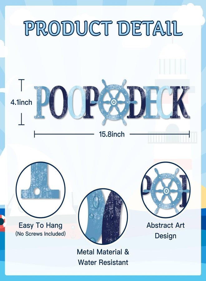 Putuo Decor Poop Deck Metal Wall Decor, Nautical Bathroom Wall Hanging, Funny Restroom Coastal Hanging Sign for Home Bathroom - Image 2