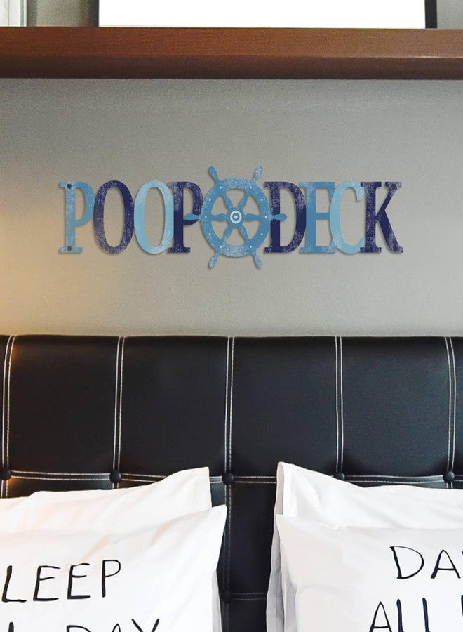 Putuo Decor Poop Deck Metal Wall Decor, Nautical Bathroom Wall Hanging, Funny Restroom Coastal Hanging Sign for Home Bathroom - Image 3