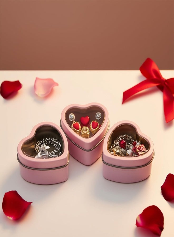 Goodma 14-Pack 2oz Empty Heart Shaped Metal Tins with Clear Window for Candle Making, Candies, Gifts & Treasures (Pink) - Image 3