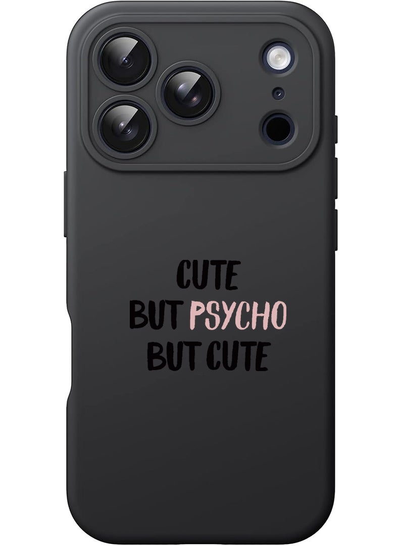 Theodor Protective Slim Fit Case Liquid Silicone Cover with Full Body Protection Anti-Scratch Shockproof Case For Apple iPhone 17 Pro Max (Black) cute psycho - Image 1