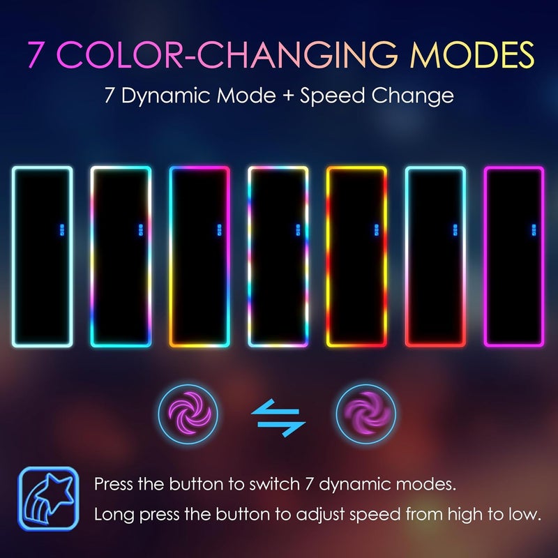 مرآة كاملة الطول مع أضواء من LVSOMT RGB، 47 × 16 بوصة مرآة LED كاملة الطول مع جهاز تحكم عن بعد، مرآة تزيين مثبتة على الحائط أو فوق الباب لغرفة النوم وغرفة المعيشة وغرفة الملابس - Image 3