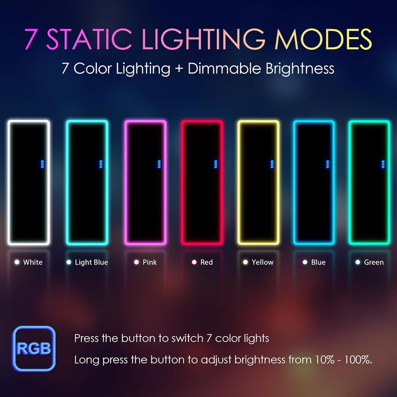 مرآة كاملة الطول مع أضواء من LVSOMT RGB، 47 × 16 بوصة مرآة LED كاملة الطول مع جهاز تحكم عن بعد، مرآة تزيين مثبتة على الحائط أو فوق الباب لغرفة النوم وغرفة المعيشة وغرفة الملابس - Image 4