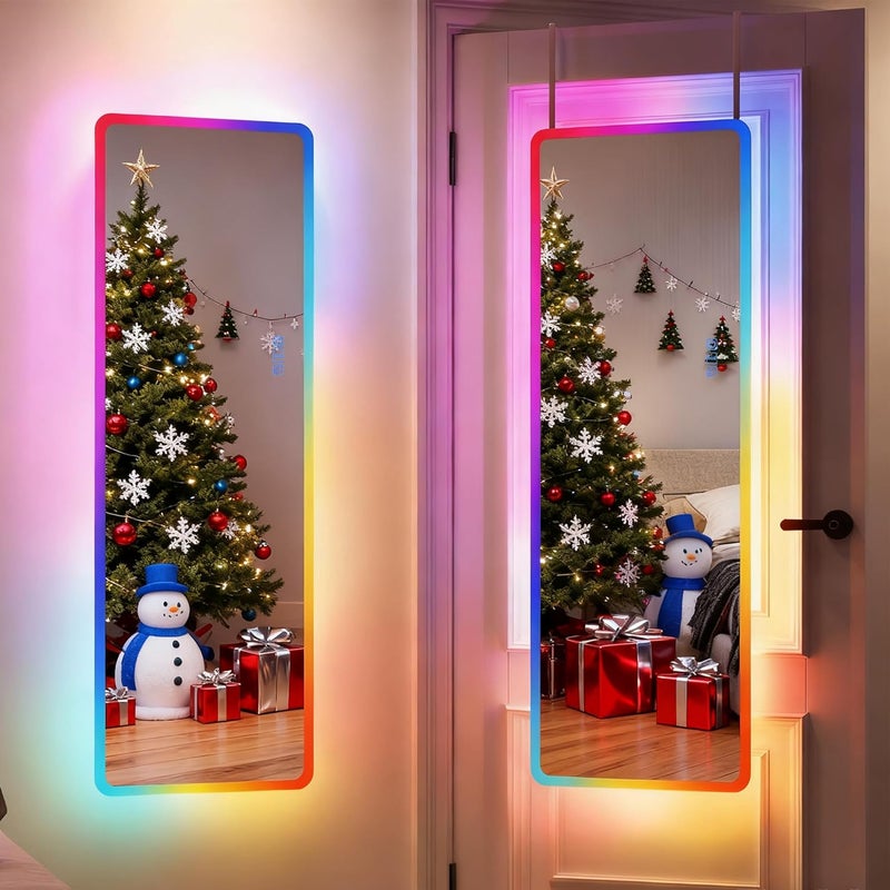 مرآة كاملة الطول مع أضواء من LVSOMT RGB، 47 × 16 بوصة مرآة LED كاملة الطول مع جهاز تحكم عن بعد، مرآة تزيين مثبتة على الحائط أو فوق الباب لغرفة النوم وغرفة المعيشة وغرفة الملابس - Image 2