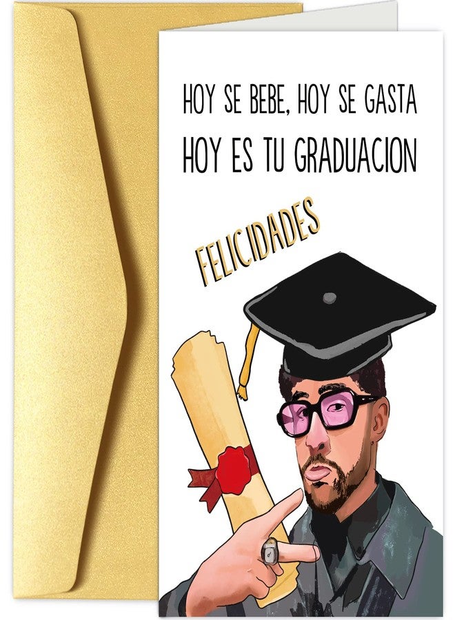 Chenive Bad Bunny Graduation Card for Him Her, Funny Graduation Greeting Card, Bad Bunny Grad Card In Spanish, Felicidades Hoy Es Tu Graduation - Image 1