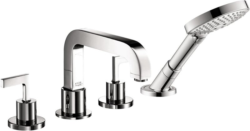 AXOR Citterio Modern 2Handle 16inch Wide Roman Tub Filler Freestanding Bathtub Faucetand Shower Set in Chrome 39462001