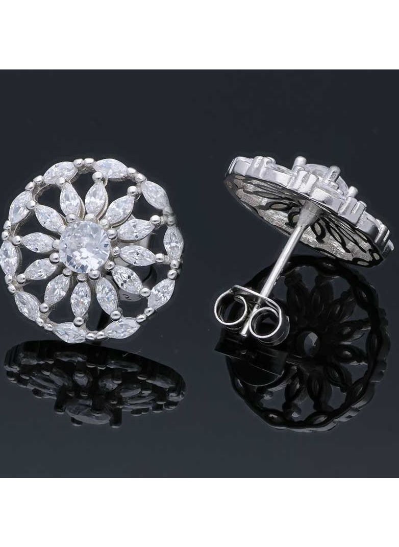 FK Jewellers - Sterling Silver 925 Flower Stud Earrings - FKJERNSLU3134 - Image 1