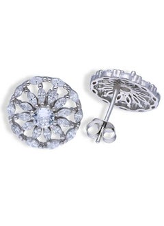 Sterling Silver 925 Flower Stud Earrings - FKJERNSLU3134