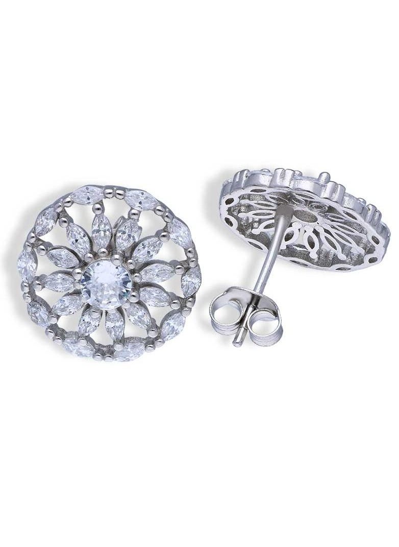 FK Jewellers - Sterling Silver 925 Flower Stud Earrings - FKJERNSLU3134 - Image 1