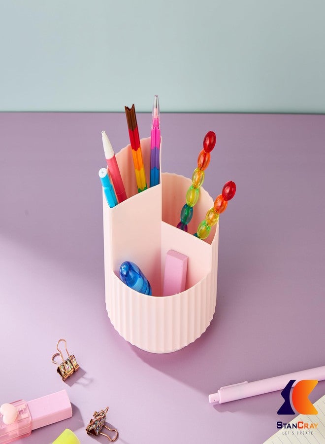 STANCRAY Portable Makeup Brush Holder For Makeup Artist & Makeup Brushes Set Organizer For Travel I Cosmetic Organizer Multifunctional Dressing Table Storage | Plastic (Pink) - Image 4