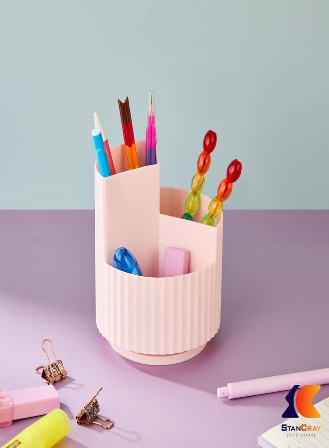 STANCRAY Portable Makeup Brush Holder For Makeup Artist & Makeup Brushes Set Organizer For Travel I Cosmetic Organizer Multifunctional Dressing Table Storage | Plastic (Pink) - Image 3