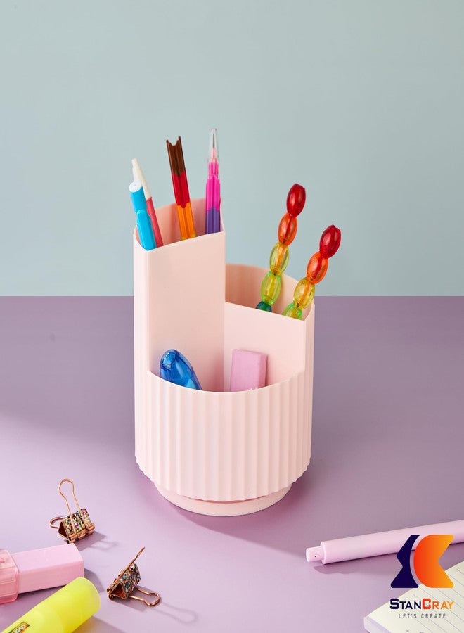 STANCRAY Portable Makeup Brush Holder For Makeup Artist & Makeup Brushes Set Organizer For Travel I Cosmetic Organizer Multifunctional Dressing Table Storage | Plastic (Pink) - Image 2