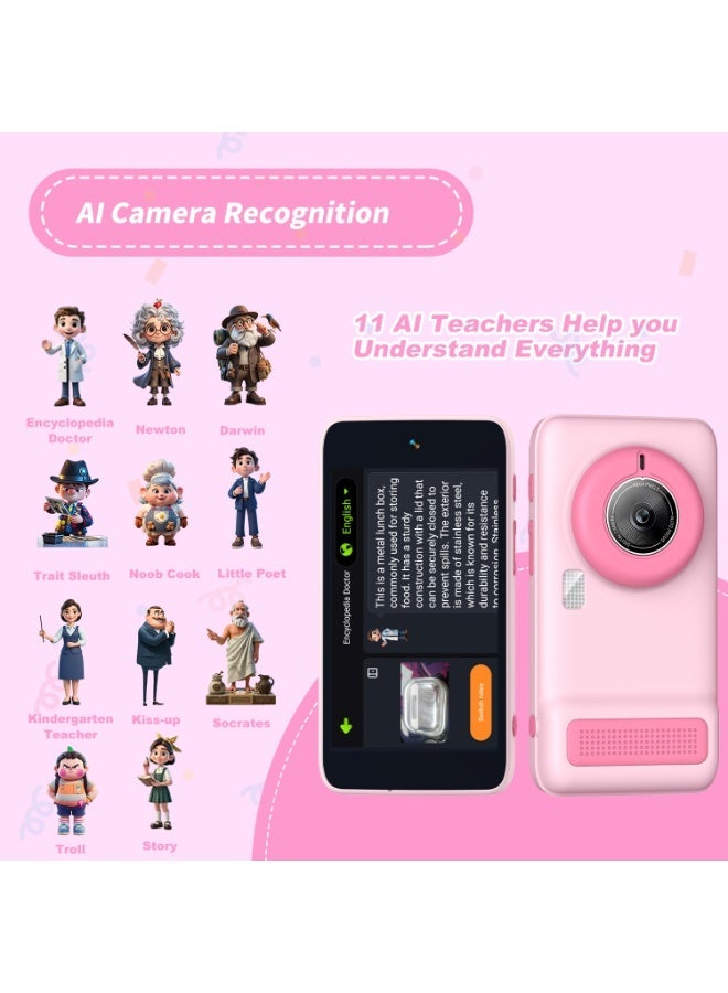 NEXORX Snap Buddy Kids AI Camera – Smart Digital Camera for Kids with AI Recognition, Photo-to-Text, Learning Games, Dual Camera, Fun Filters & Educational Features – Perfect Gift for Boys & Girls Pink - Image 3