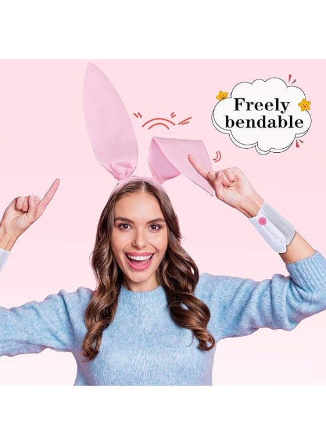 PAWSONIFY Bunny Costume Accessories - 5 PCS Bunny Ears Headband Tail Bow Tie Collar Cuffs Set for Women Rabbit Cosplay Party - Image 5