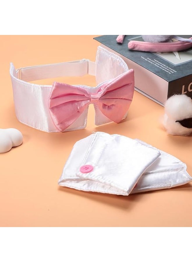 PAWSONIFY Bunny Costume Accessories - 5 PCS Bunny Ears Headband Tail Bow Tie Collar Cuffs Set for Women Rabbit Cosplay Party - Image 4