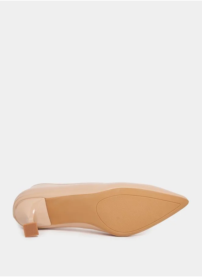 Styli Pointed Toe Kitten Heel Pumps